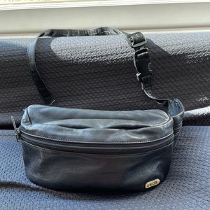 Satchi black belt leather bag